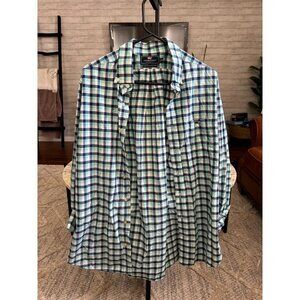 Vineyard Vines Mens Whale Blue Green Gingham Check Long Sleeve Shirt Size M